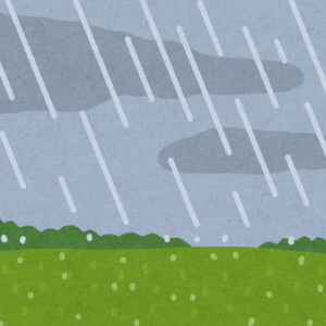 雨降る草原のイラスト